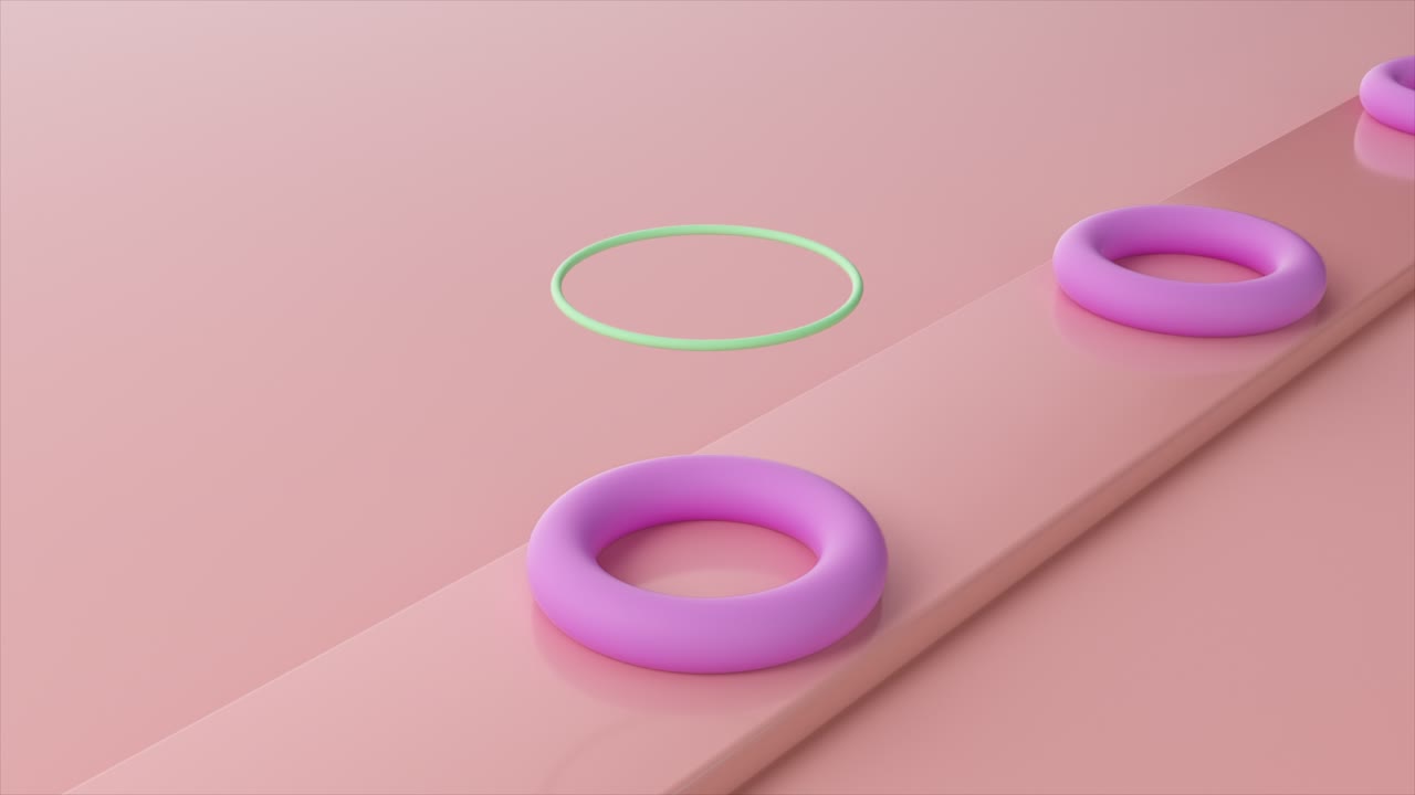 Abstract 3D rendering of pink and purple geometric shapes