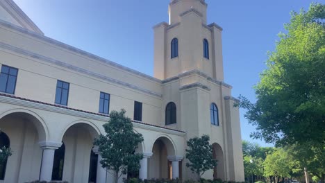 tilting show of a building and bell tower on southwestern baptist theological seminary's campus in fort worth, texas