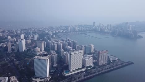 overlooking arabian sea with cityscape in trident hotel, nariman point, mumbai city, india