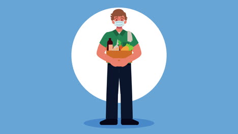 animación de personajes de mensajeros de supermercados