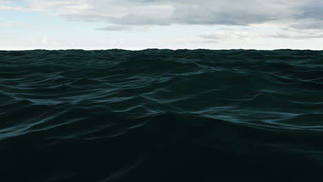 Choppy-blue-ocean-under-cloudy-sky-