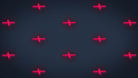 animation of rows of pink crosses pattern moving on black background