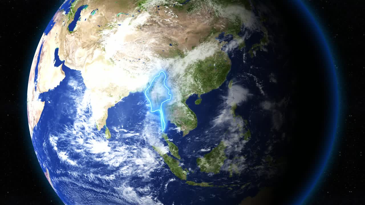 Myanmar Country Highlighted On Planet Earth Seen From Space. - graphics