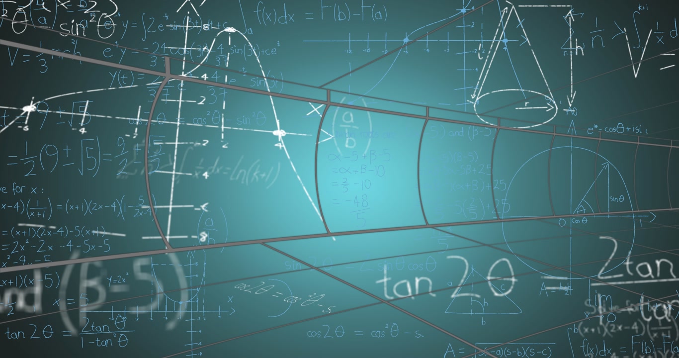Animation of math formulas on green background