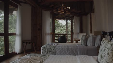 stunning bedroom of luxury eco hotel in rainforest