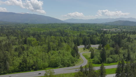 pan over highway in bellingham, washington on a beautiful spring day