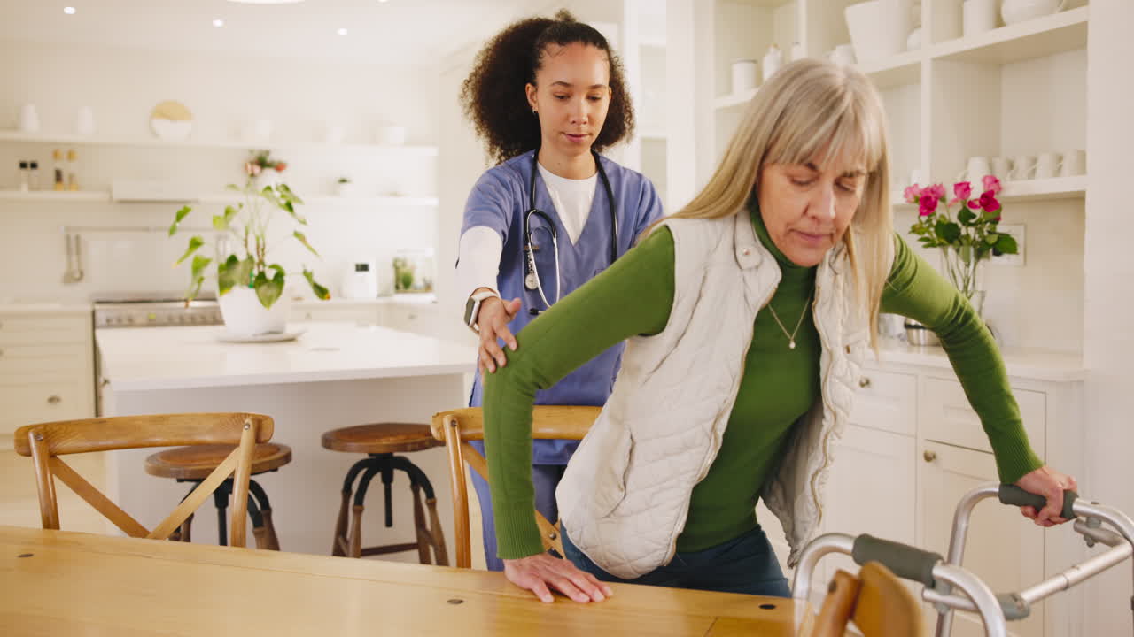 Wellness, senior and woman with nurse for support