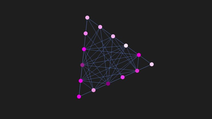 Visualisering av et nettverk: mennesker forbundet med linjer og prikker