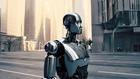 robot en un paisaje urbano