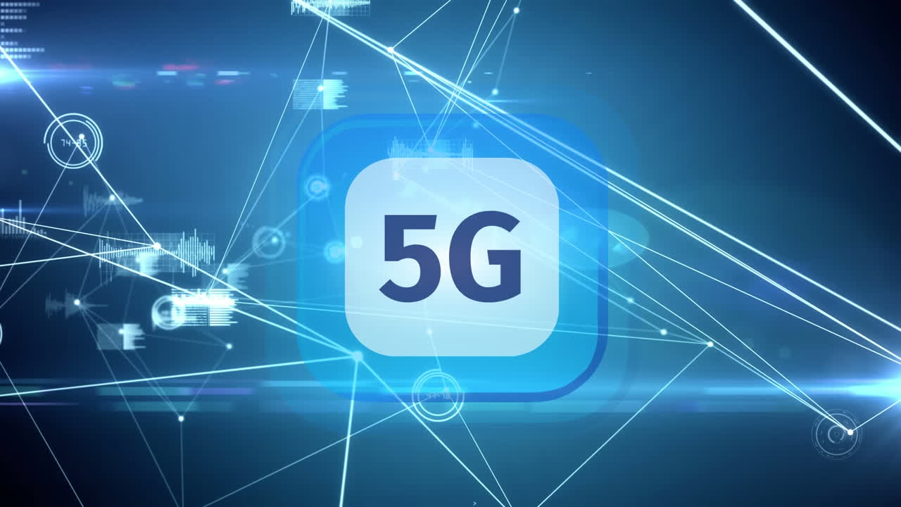 botón 5g con líneas de conexión a la red