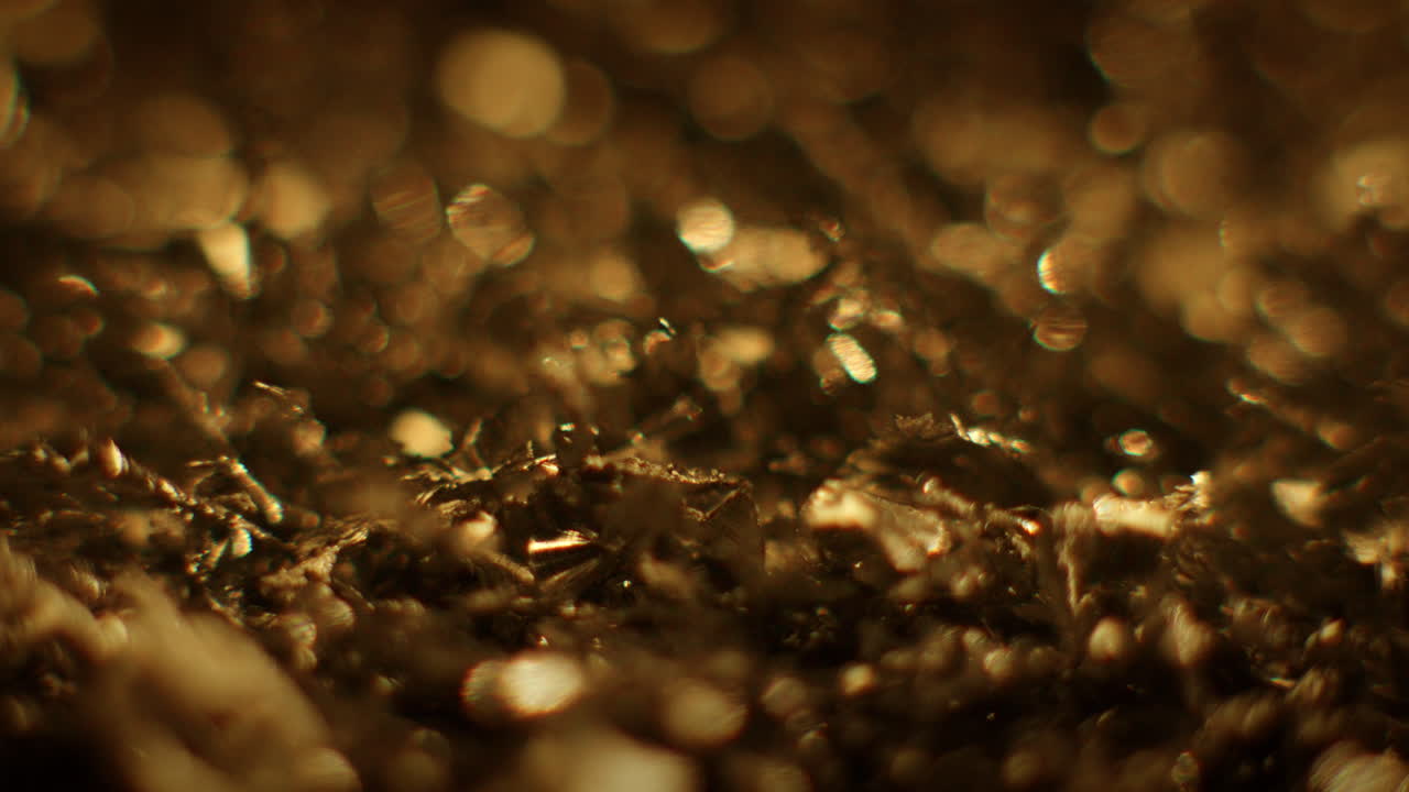 Golden color metal fillings in macro