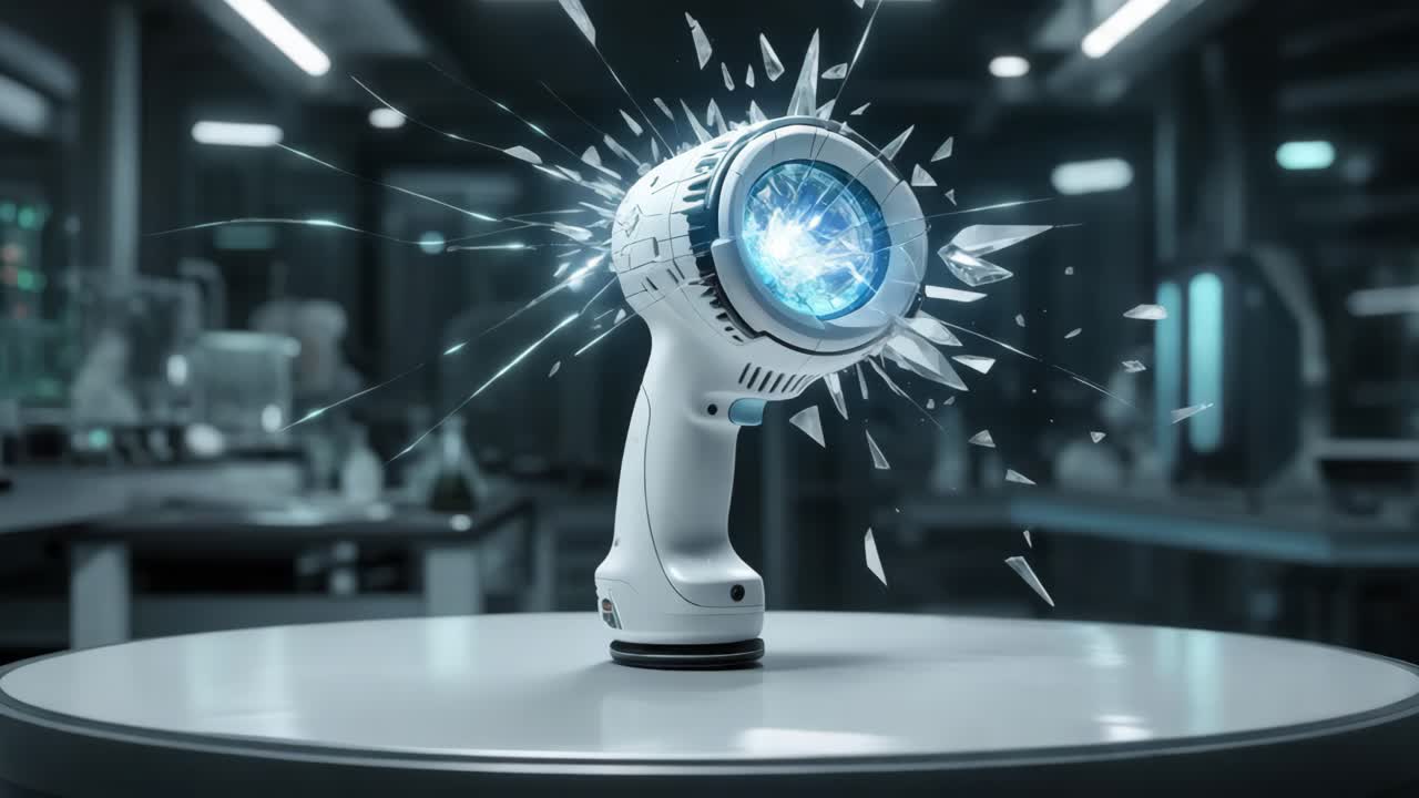 dispositivo futurista dañado en un laboratorio