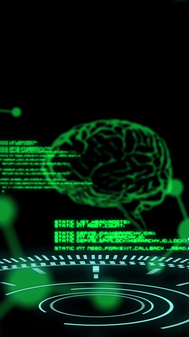 Animation of data processing and human brains over scopes scanning