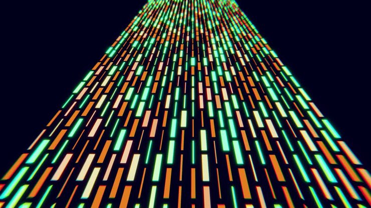 Colorful Digital Data Flowing Lines on Dark Background