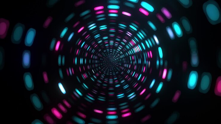 Blue Purple Flashing LED stage lights illuminated lamps Concert lights background for music clips. 4K 3D rendering patterns of animated bright flashing and blinking LED circle light seamless loop