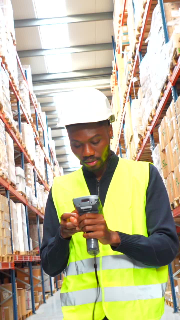 Warehouse worker scanning inventory