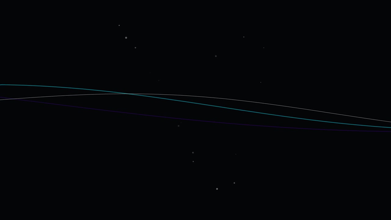 Grafica in movimento astratta con linee luminose e particelle fluttuanti