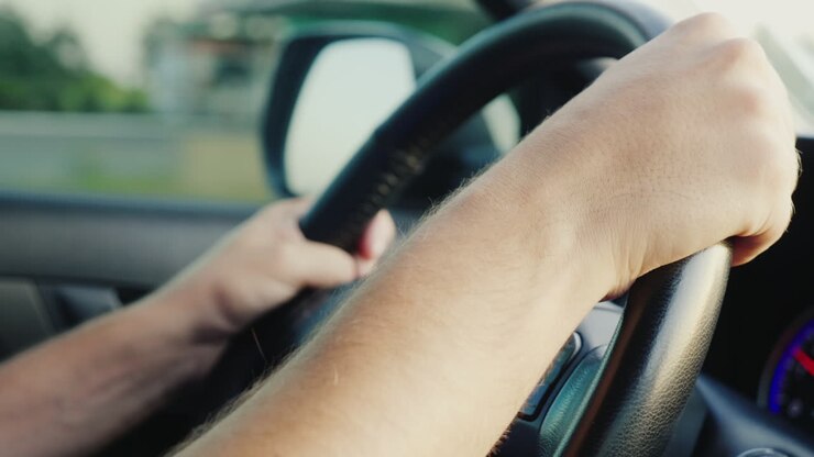 The Hands Of The Male Driver On The Steering Wheel Of The Car Hd Video