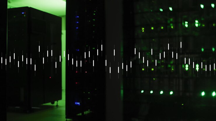 Animation of financial data processing over computer servers