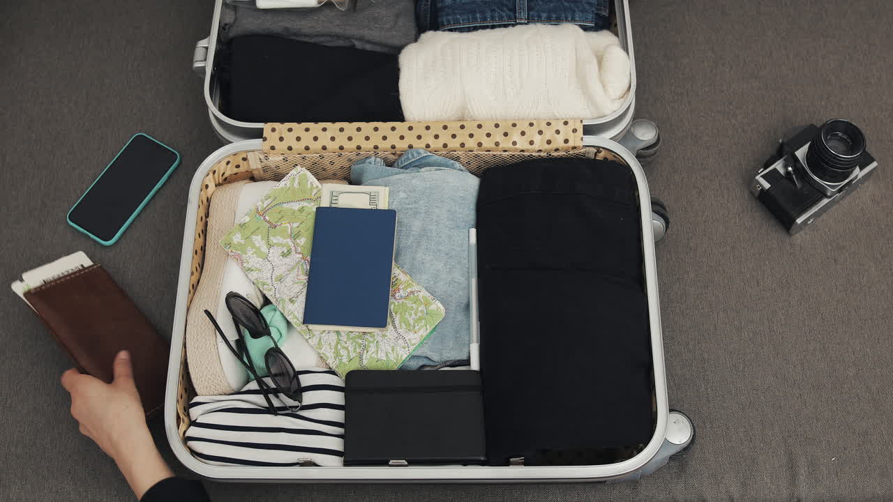 Suitcase packing for a trip