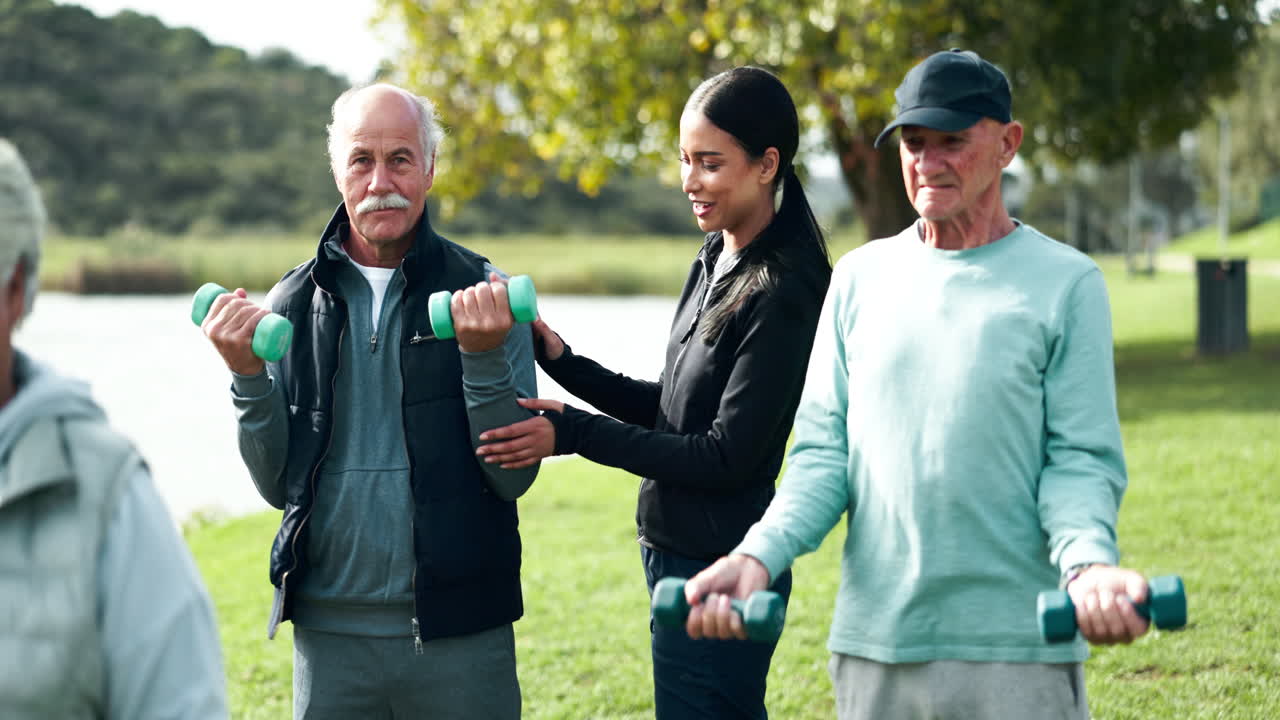 Seniors Exercising with a Personal Trainer