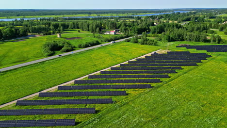 solar panel field green energy production from the sun array module