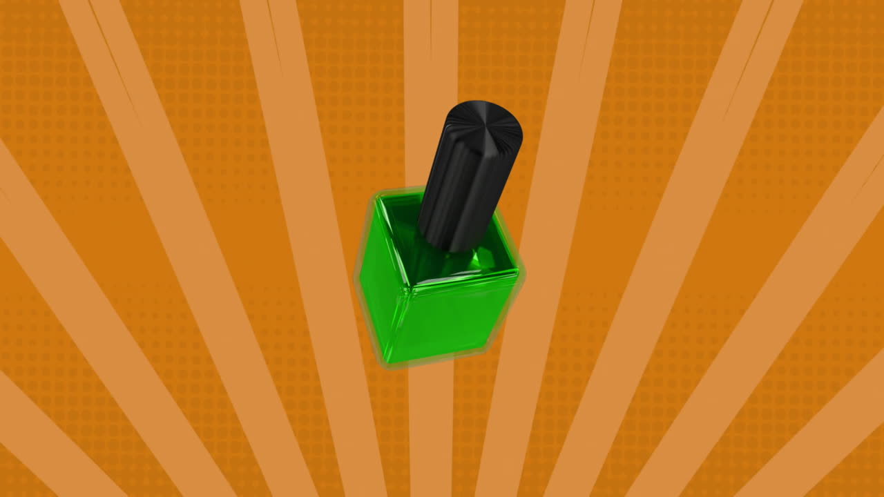 Animation of nail polish over orange shapes