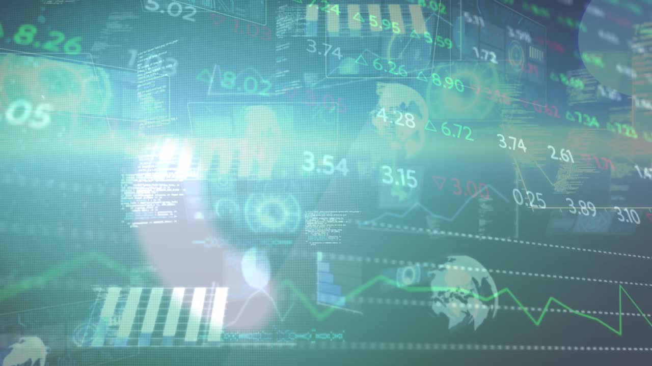 검은색 배경 위의 데이터 처리 애니메이션