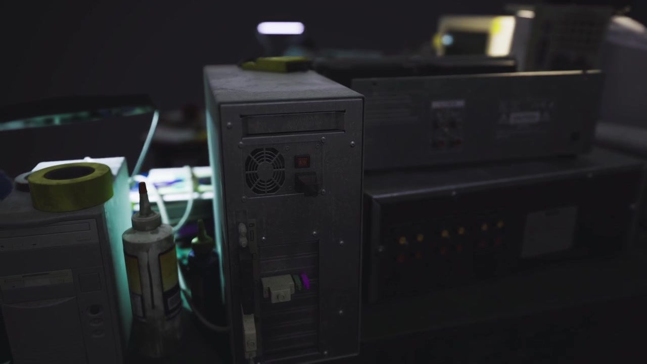 Technical station featuring power units and flickering led signals