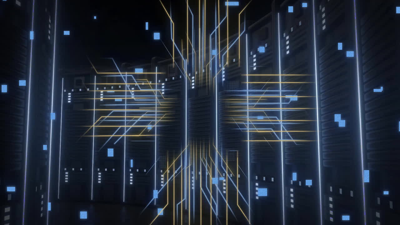 Animation of connections and data processing over computer servers