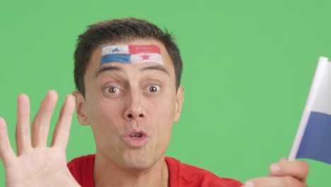 close up of a man supporting panamanian team