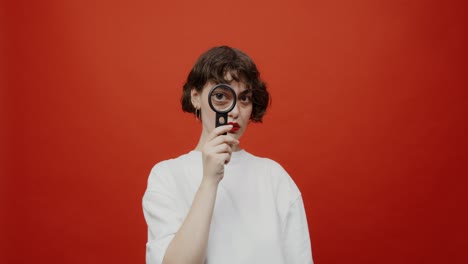 woman with magnifying glass