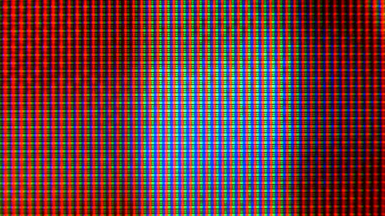 Close-up of the Monitor's Pixels. RGB pixels on the TV