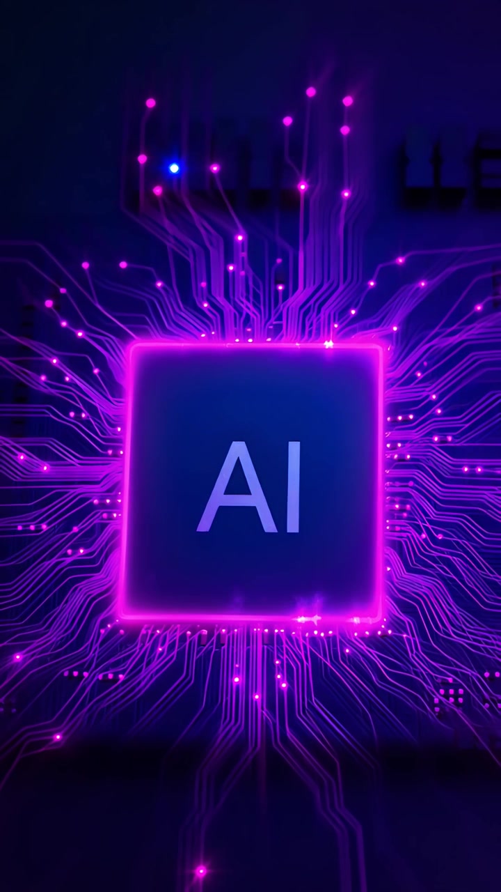 Futuristische KI-Chip-Motherboard-Technologie Hintergrund 4K