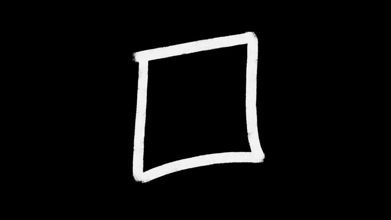 Animated White Hand Drawn Rectangle Frame on Black Background