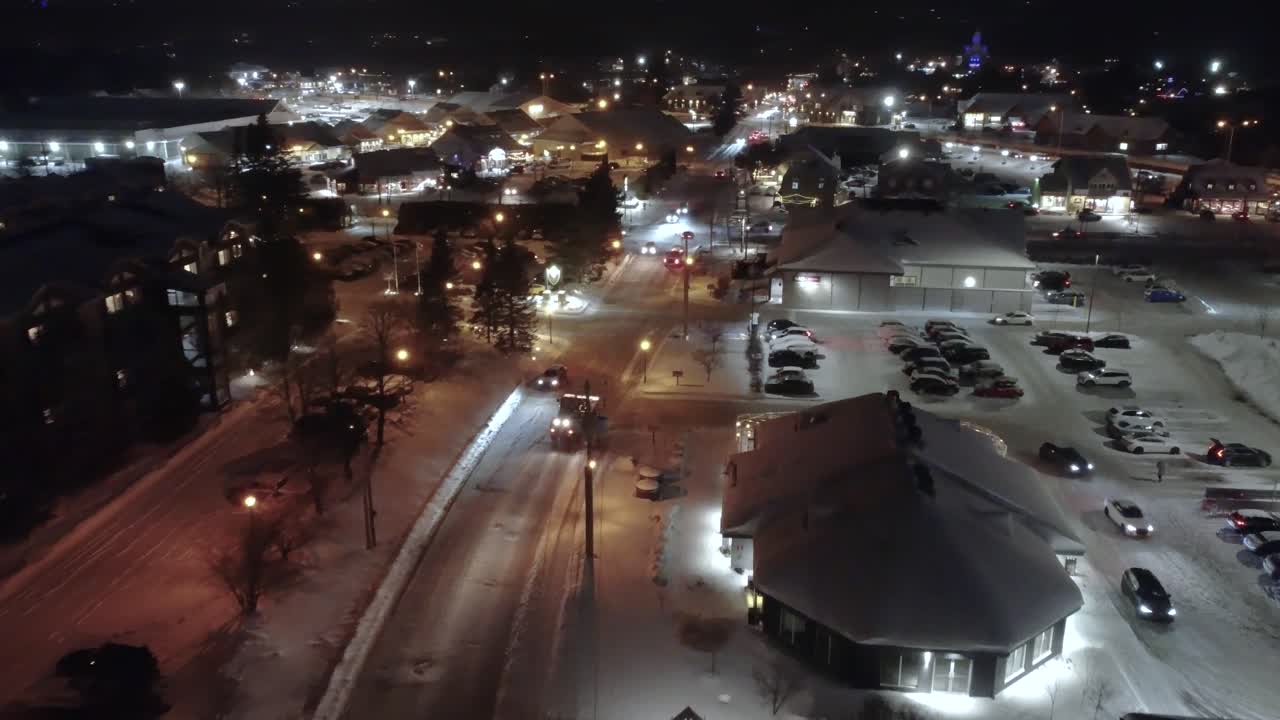 Saint-Sauveur Town in Canada snow covered winter North America cold weather, aerial