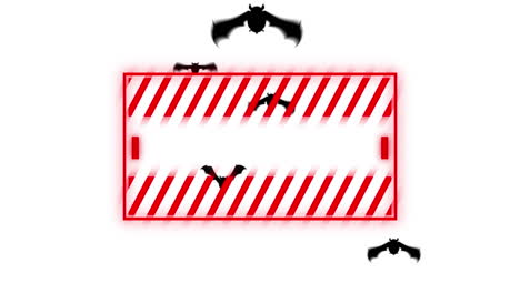 animación del virus de advertencia de covid-19, sobre murciélagos, en blanco