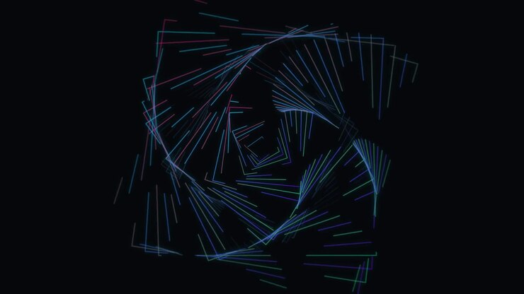 Abstract Geometric Spiral Animation with Glowing Neon Lines