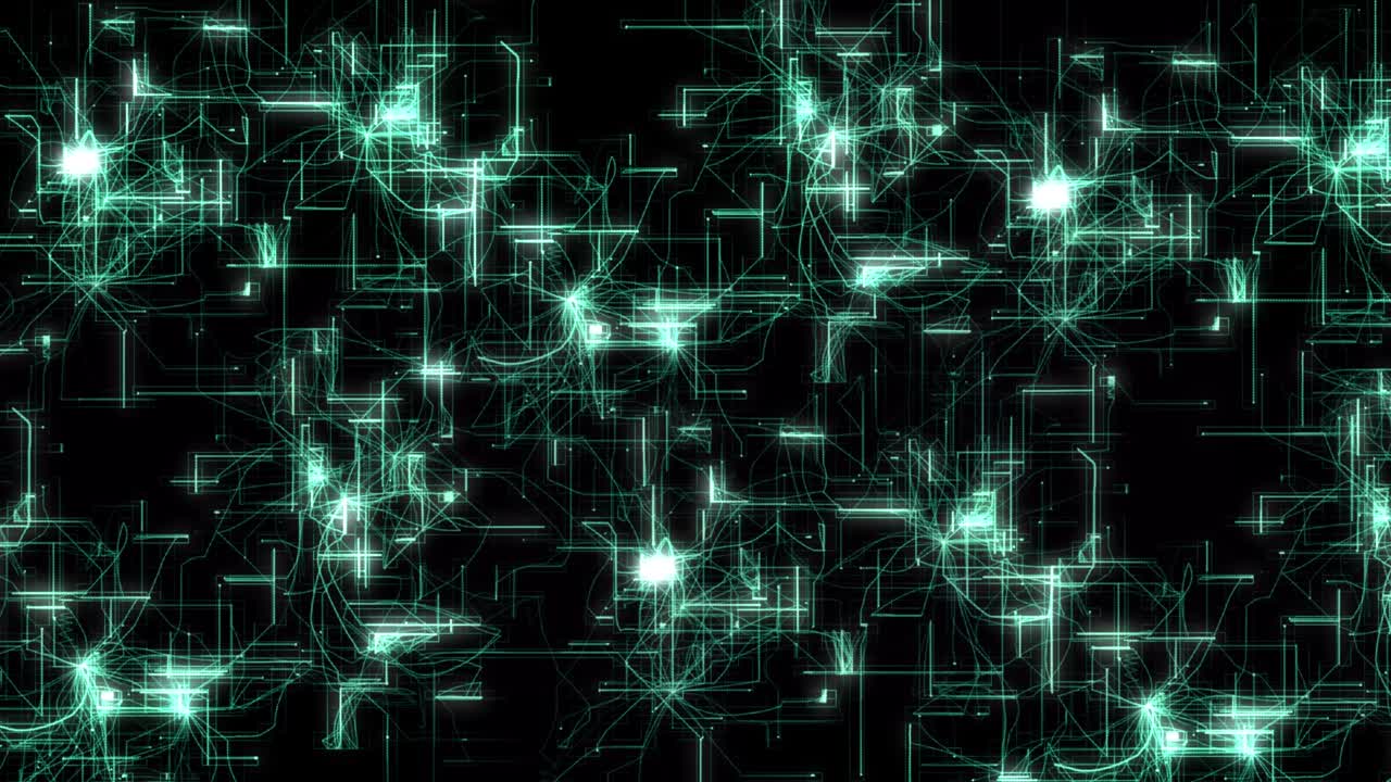un circuito cibernético que brilla en azul.