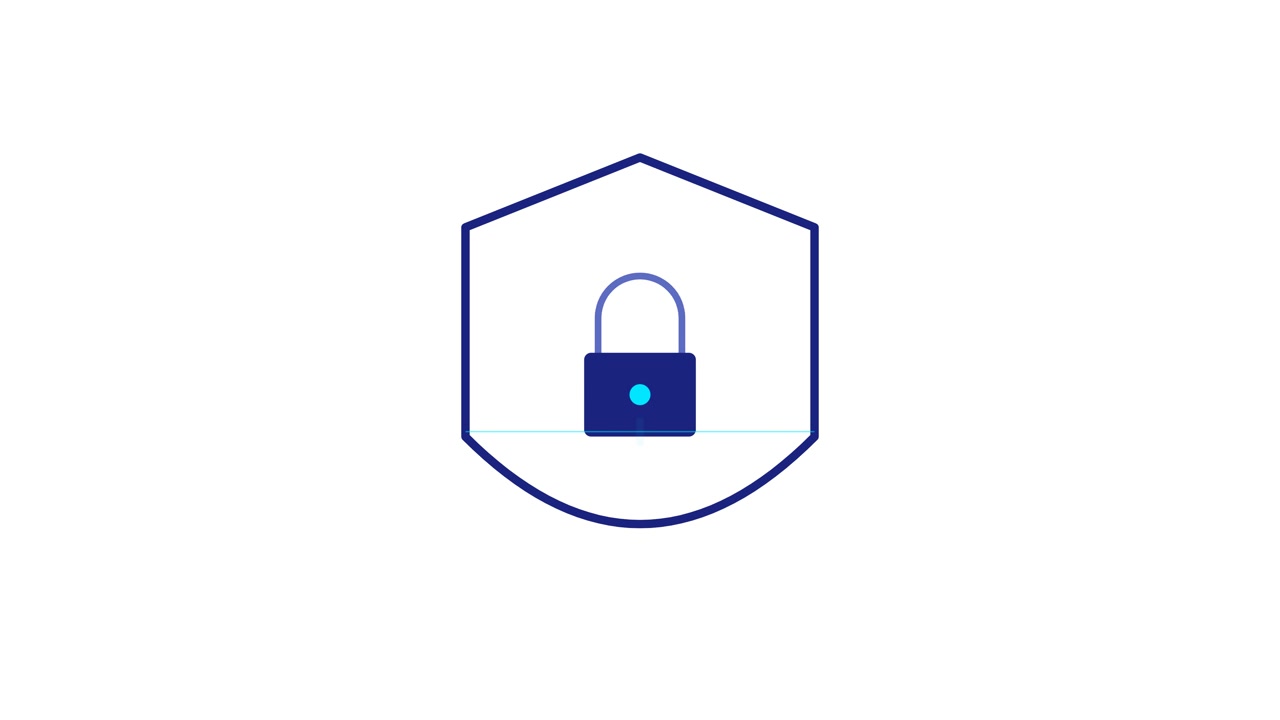 Animated Shield Icon with Padlock for Cybersecurity Concept