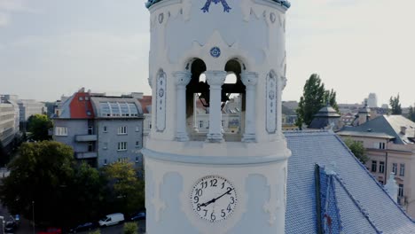 Close-up-of-the-tower-of-The-Blue-Church-or-The-Church-of-St