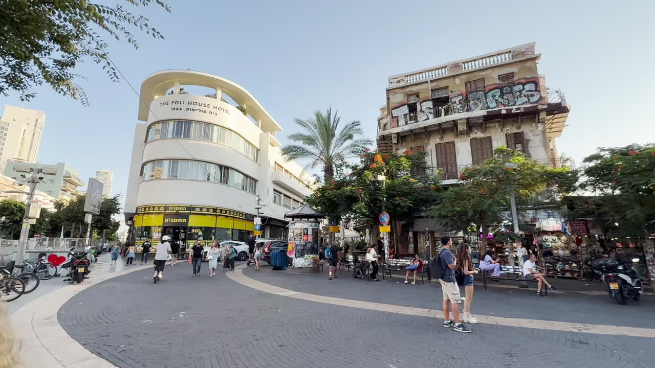 Urban square with Poli House Hotel, Tel Aviv
