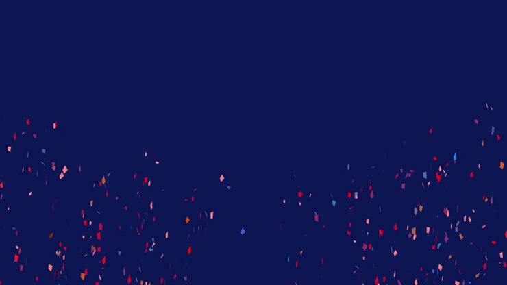 Animation of multi coloured confetti against purple background