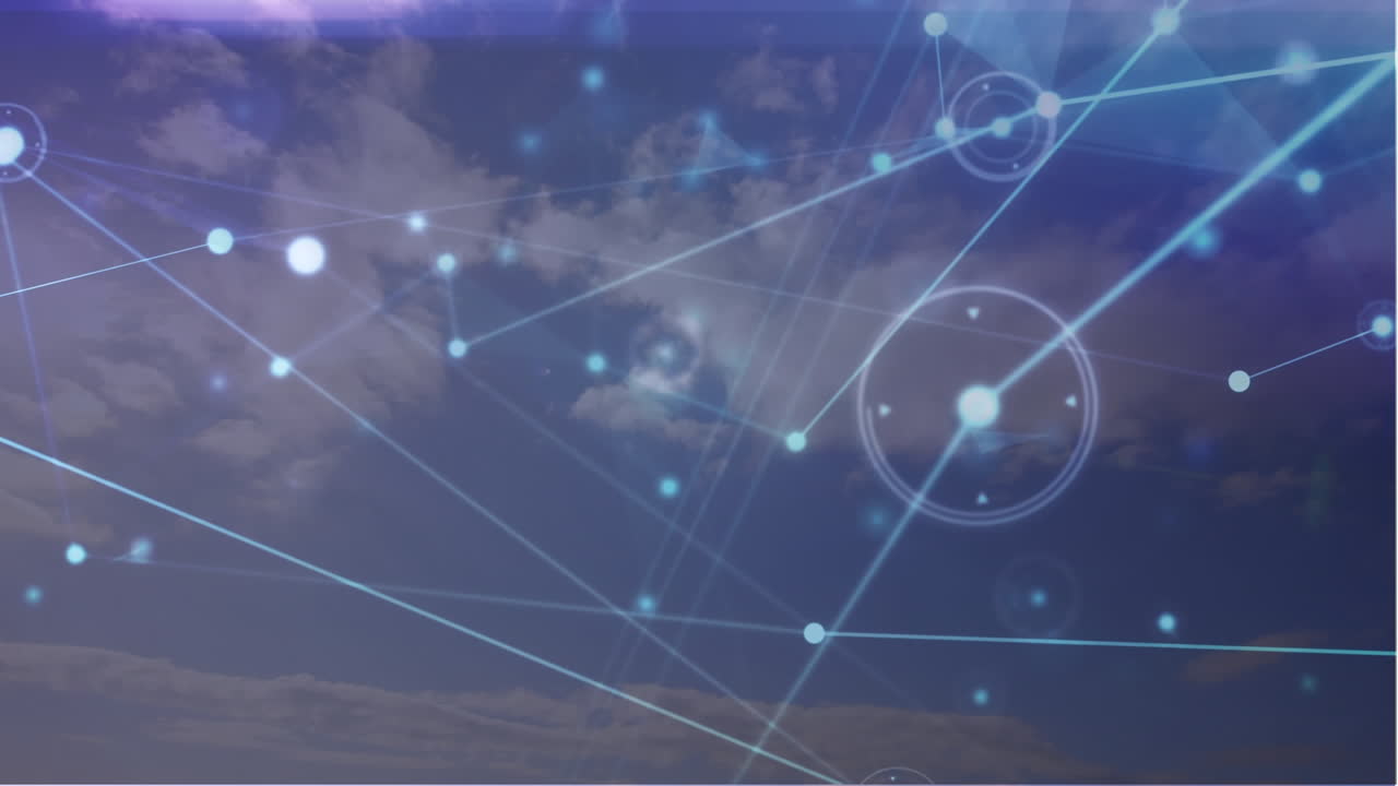 animación de la red de conexiones en el cielo