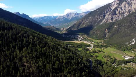 drone reveal valley in italian france border alps val di susa