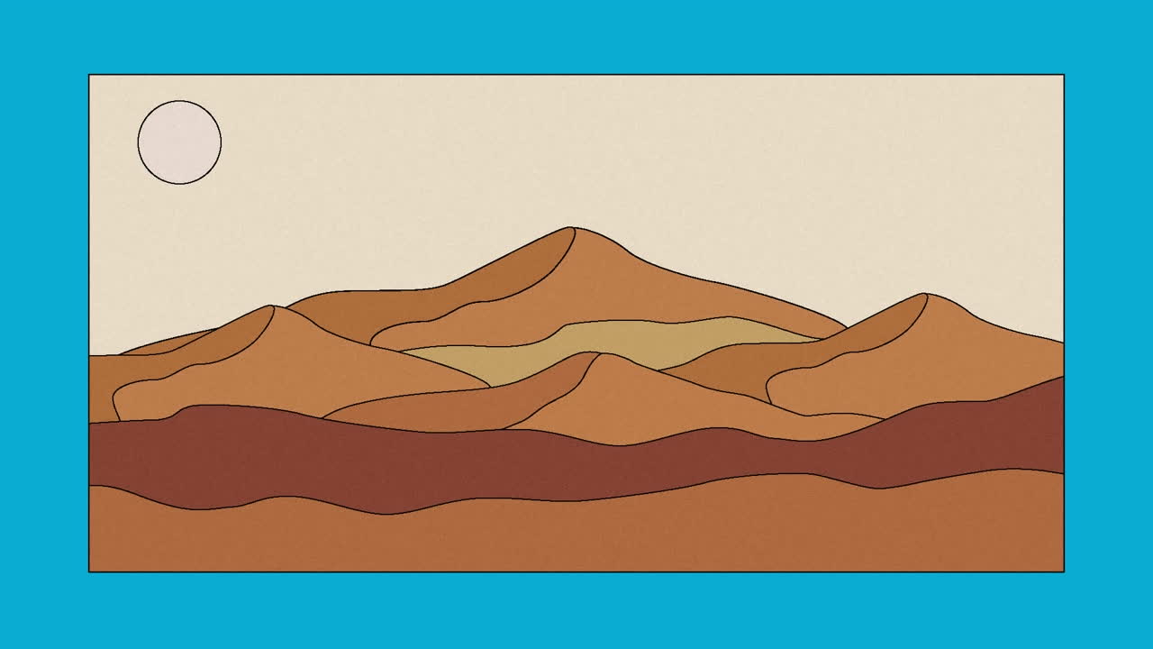 animación de un desierto de dibujos animados sobre un fondo azul