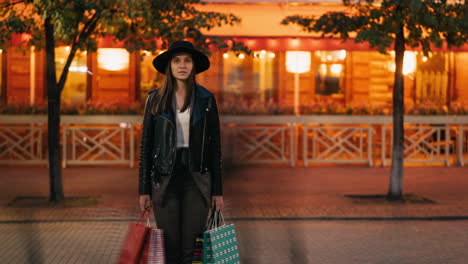 woman shopping at night