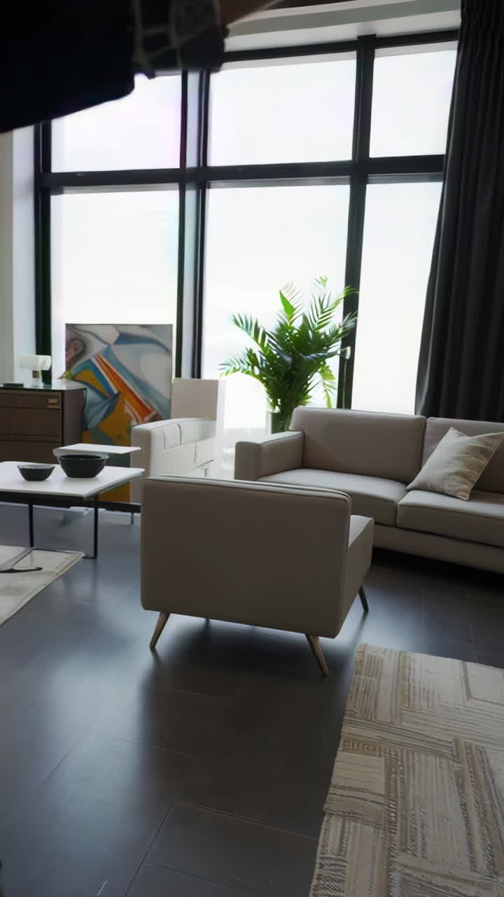 Modern Living Room with Stylish Furniture and Abstract Art
