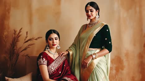two beautiful women in traditional indian sarees