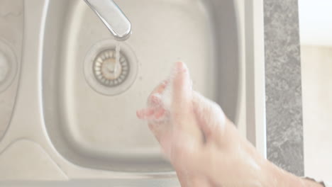 covid-19 concept texts against washing hands in the sink